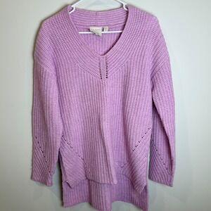 Ted Baker London V Neck Knit Sweater Pullover Textured Lavender Purple